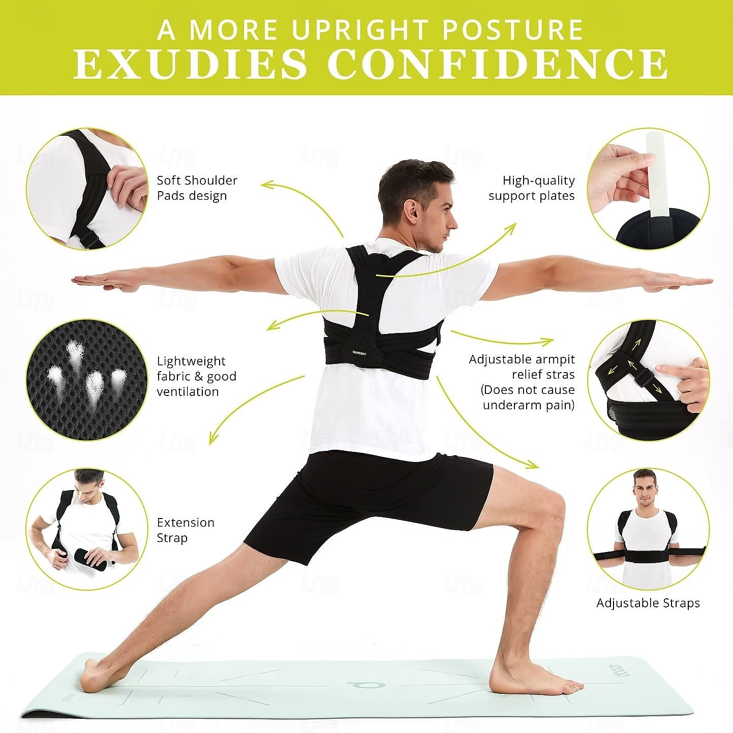 Posture Corrector for Men and Women, Adjustable Upper Back Brace, Muscle Memory Support Straightener, Providing Pain Relief from Neck, Shoulder, and Upper and Lower Back 2025 - $24.99 –P6
