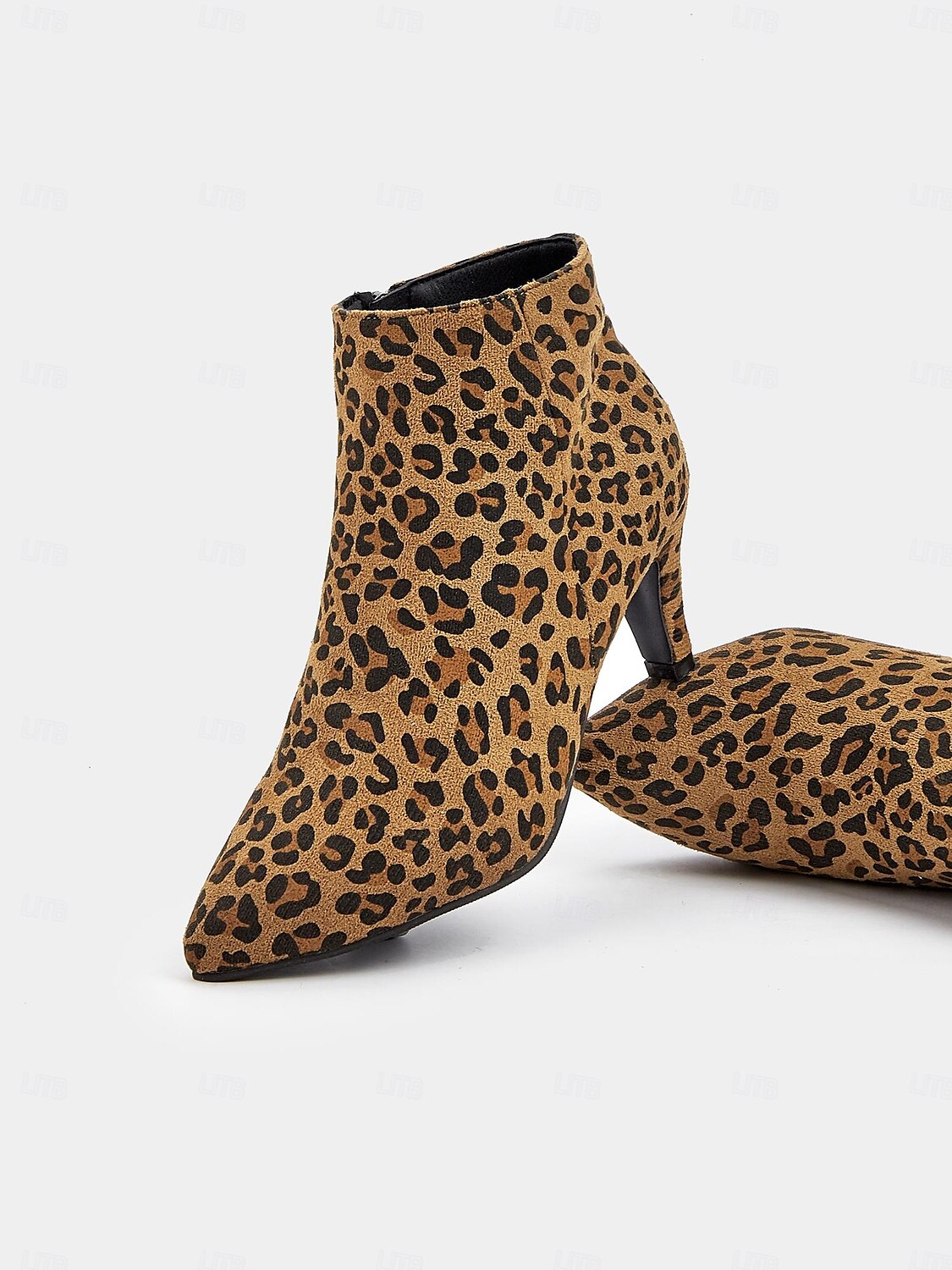 dámské kotníkové boty s leopardím vzorem se špičatou špičkou a jehlovým podpatkem - trendy botičky se zvířecím vzorem na podzim a zimu 2025 - $32.99 –P1