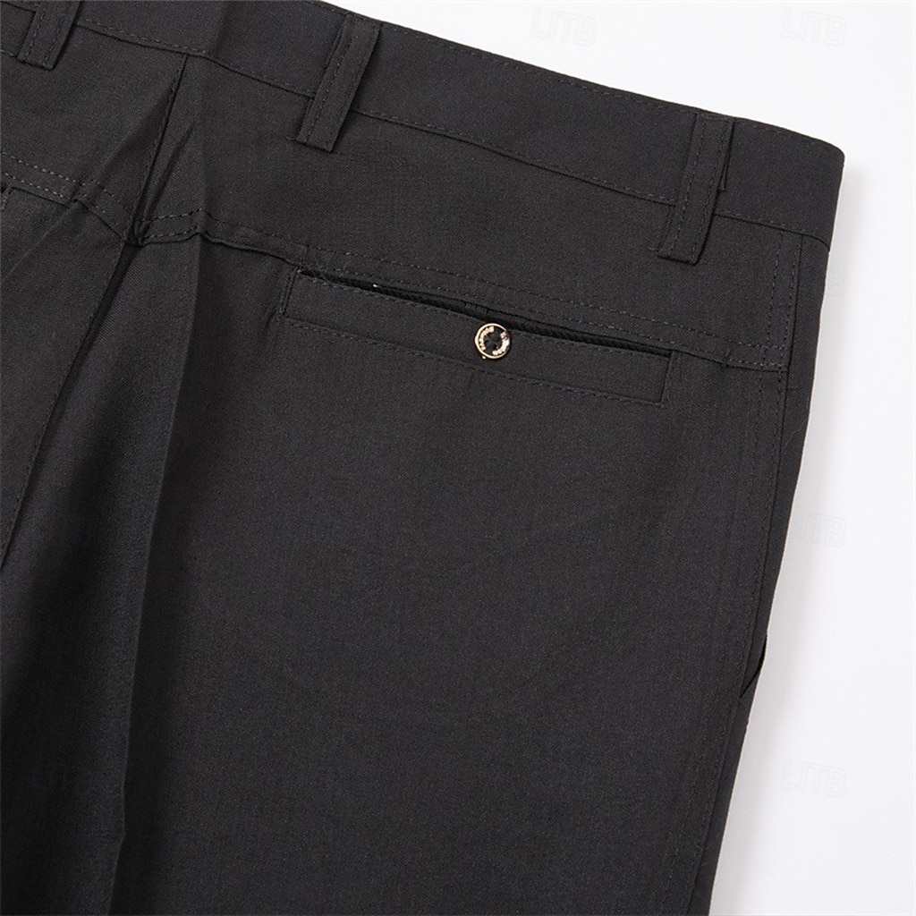 Men's Dress Pants Trousers Slacks Suit Pants Pocket Plain Comfort Breathable Wedding Outdoor Daily Fashion Casual Black Khaki 2025 - $21.99 –P10