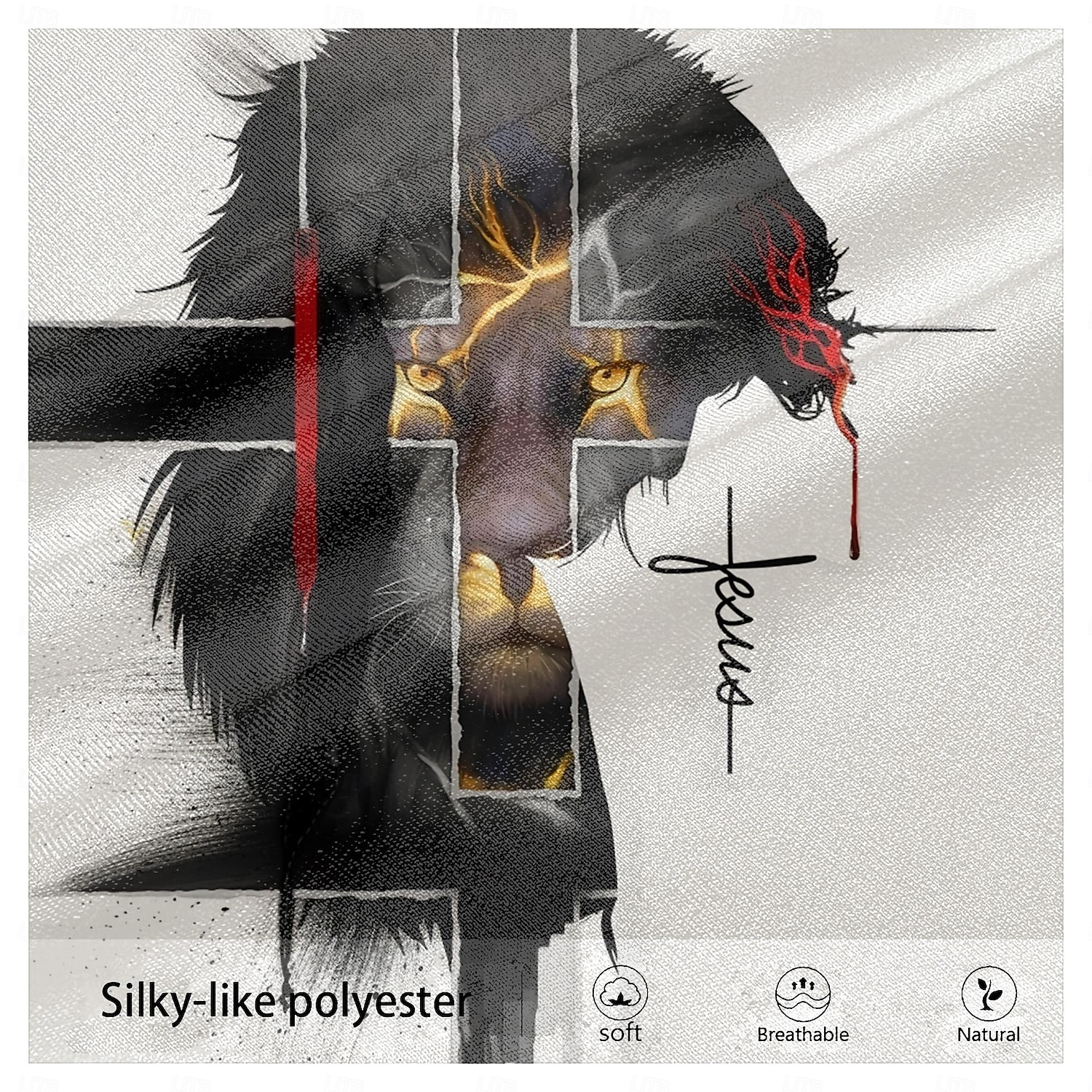 Męskie Wilk Křížky Długi rękaw Nadruk Codzienny Codzienny Wiosna i jesień Czarny Koszulka Henley 2025 - $22.99 –P3