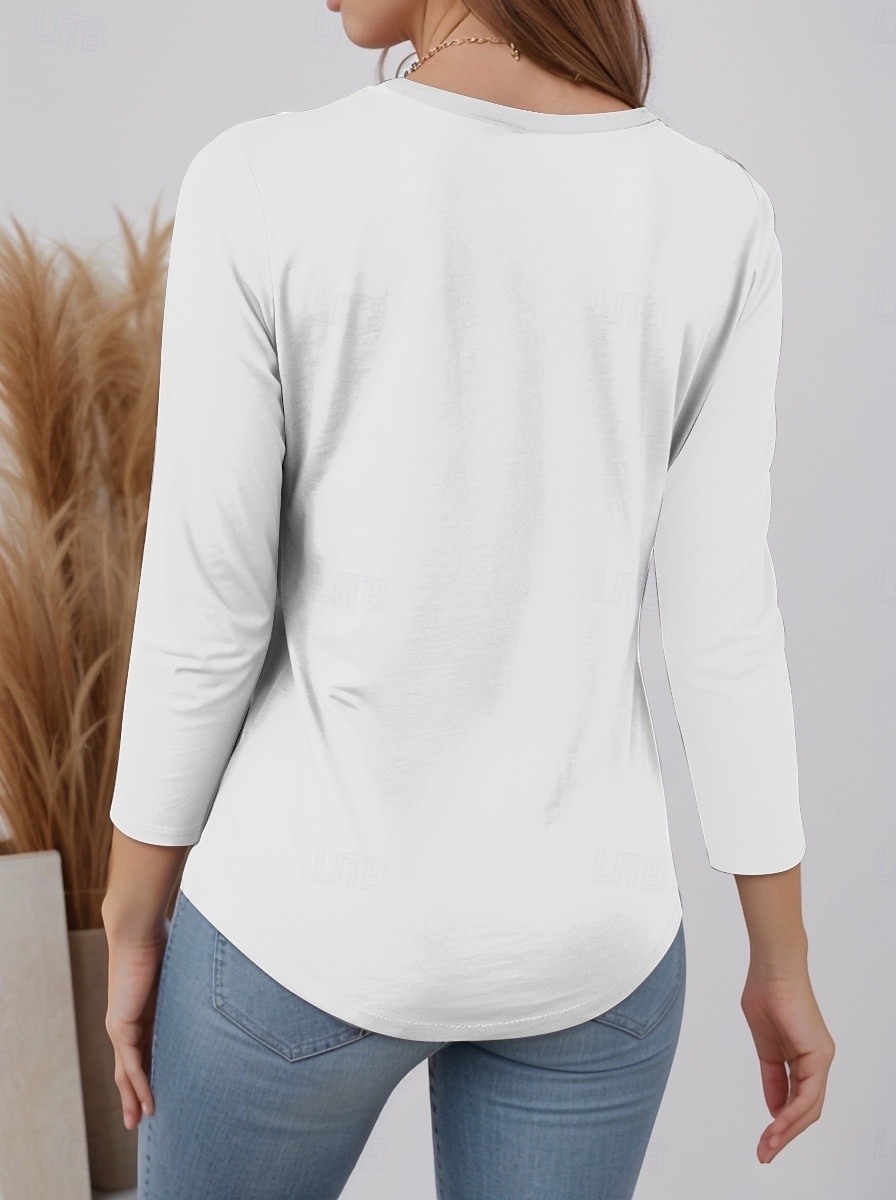Women's T Shirt Animal Letter Fashion Modern Casual Long Sleeve Crew Neck Regular Tops Daily Weekend Print Black White Yellow Red Sky Blue Fall Winter 2025 - $23.99 –P2
