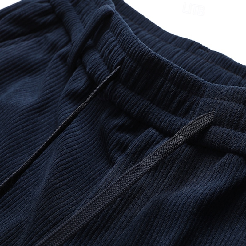 Homens Social Calças de Veludo Calças chinês Bolsos Com Cordão Cintura elástica Côr Sólida Conforto Formal Festa Trabalho Moda Estilo Clássico Preto Azul Marinha Micro-Elástica de 2025 por $18.99 –P10