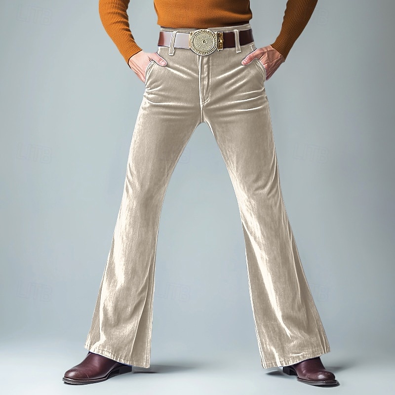 Pánské Oblekové Rozšířené kalhoty Zvonové dno Kalhoty Sametové kalhoty Kapsy Bez vzoru Pohodlné Yumuşak Plná délka Párty Venkovní Denní Módní Šik ven Vodní modrá Trávová zelená Lehce elastické 2026 - $29.99 –P2