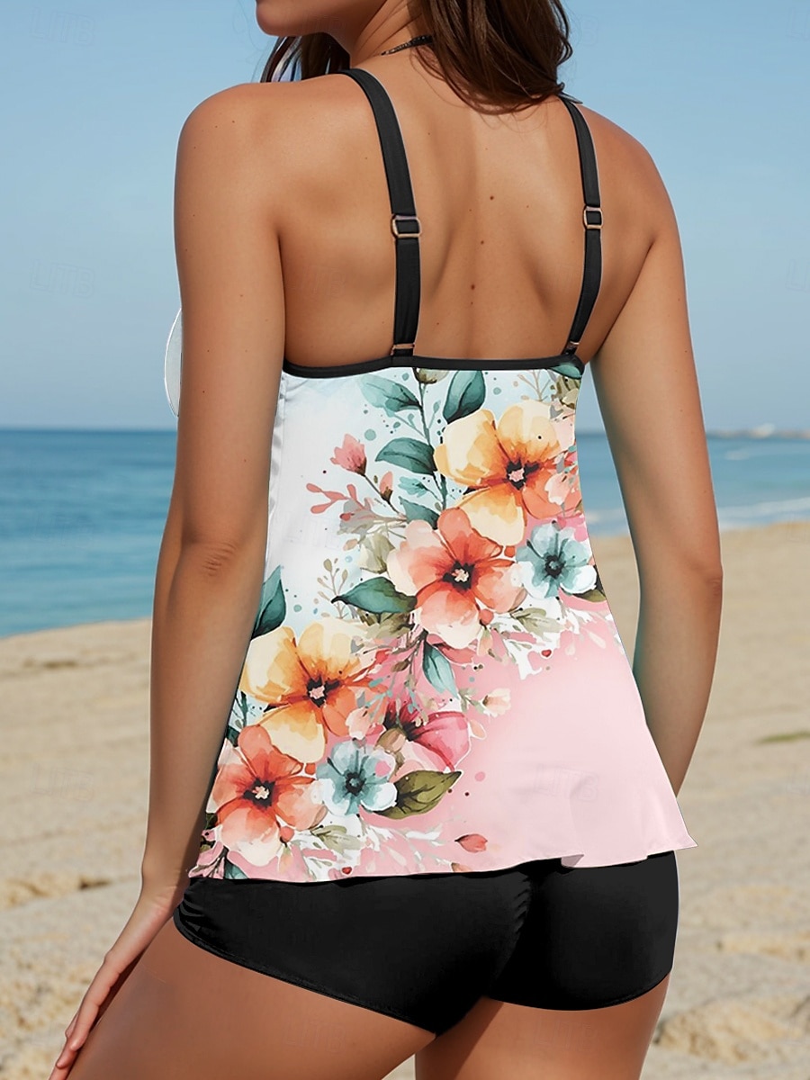 Maillots de bain pour femmes Tankini 2 Pièces Maillot de bain Vacances Floral Sans Manches de 2025 ? $35.99 –P2