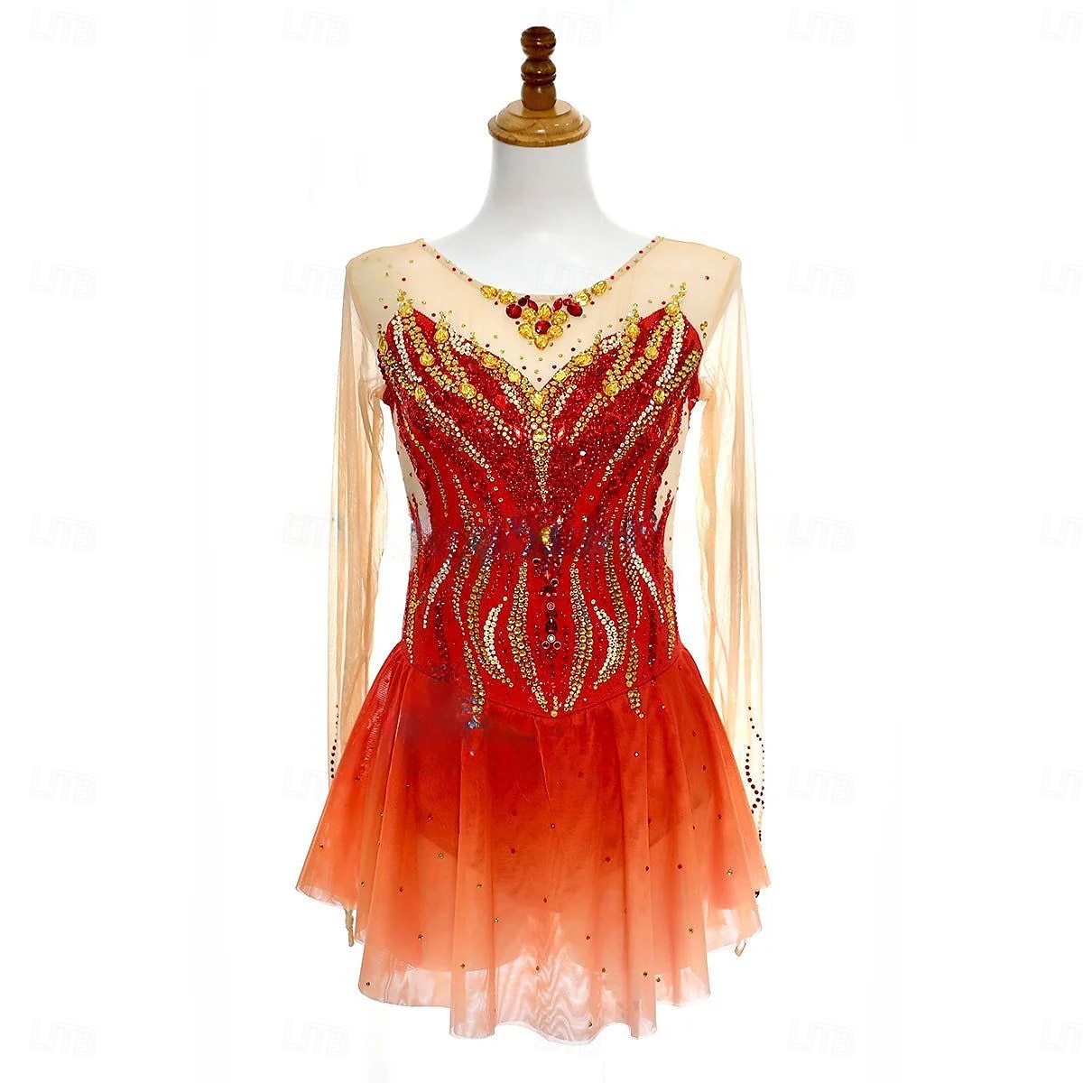 Eiskunstlaufkleid Damen Mädchen Eislaufen Kleid Rot Asymmetrischer Saum Netzstoff Hohe Elastizität Training Wettbewerb Eiskunstlaufkleidung Klassisch Kristall / Strass Langarm Eislaufen Eiskundstlauf 2025 - $235.29 –P1