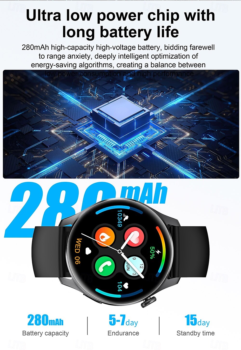 imosi 1,53-дюймовые смарт-часы для фитнеса, бега, шагомера, Bluetooth, напоминания о звонках, трекера сна, совместимые с Android, iOS, для женщин и мужчин, звонки без помощи рук, водонепроницаемые, 2025 - $37.99 –P16