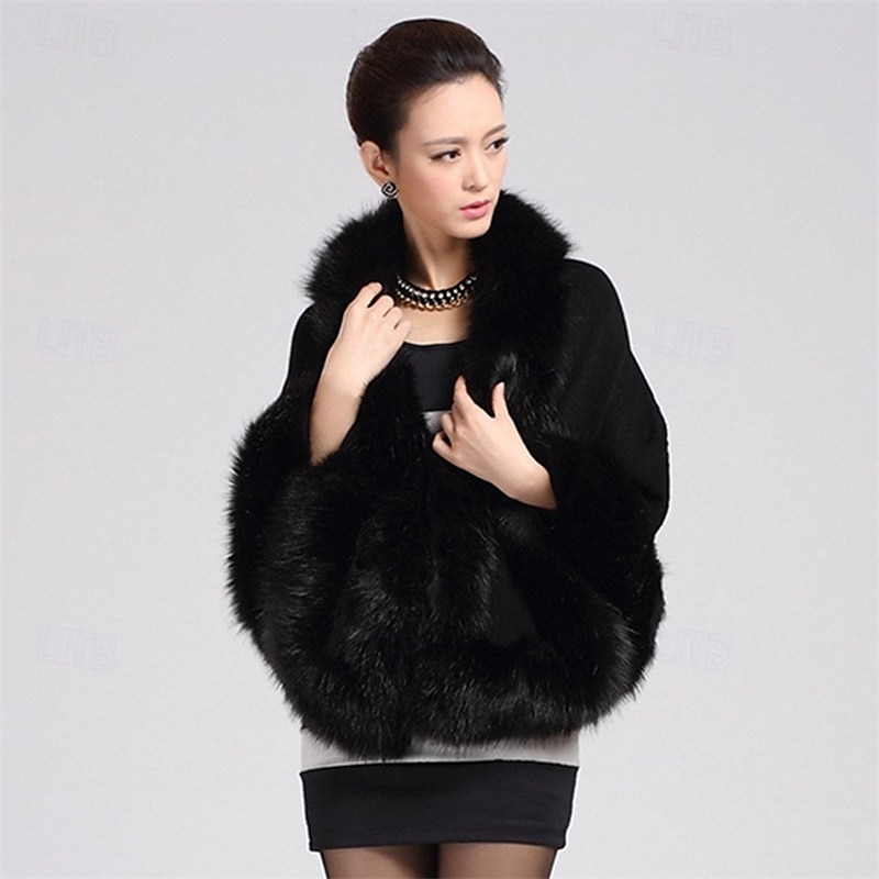 vrouwen luxe bruids imitatiebont sjaal wikkelmantel jas trui cape 2025 - $66.99 –P3