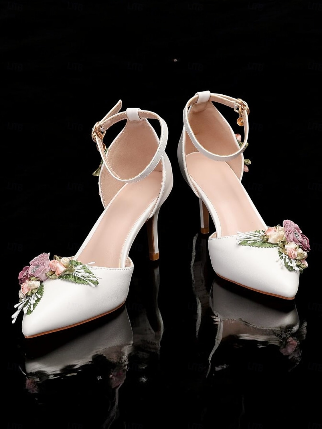 Women's White Bridal D'Orsay Stiletto Heels – Pointed Toe Wedding Pumps with 3D Floral Embellishment for Garden & Church Weddings 2026 - $59.99 –P5