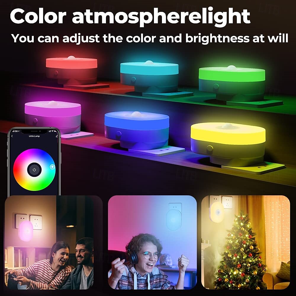 tuya wifi lit human body induction mała lampka nocna multi-gear ściemnianie domowe lampka nocna kontrola lampka sypialna kompatybilna z alexa google home 2025 - $31.99 –P6