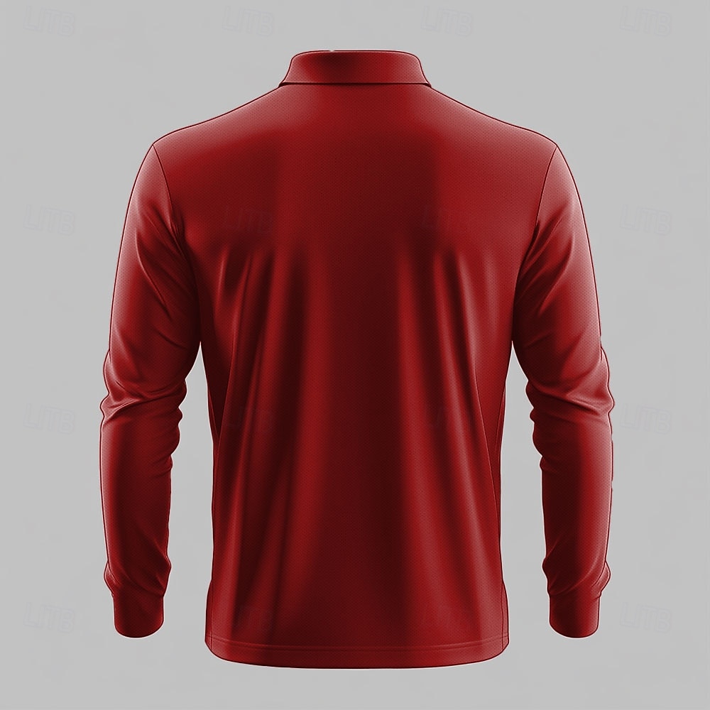 Jul Herr Julgran Zip Polo Långärmad Polotröjor Krage Semester Festkvällskläder Nyårsskjortor 3D-utskrift Vår Höst vinter Svart Rubinrött Blå 2025 - $25.99 –P6