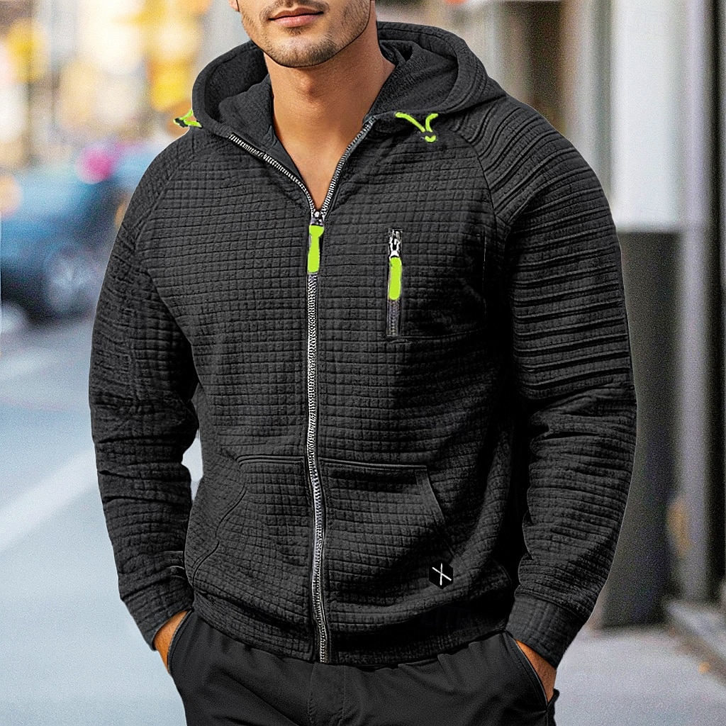 Hombre Sudadera con capucha y diseño de gofres Sudadera táctica con capucha Negro Verde Claro Caqui Con Capucha Plano Cremallera Bolsillo Trabajo Deporte Casual Ropa de calle Básico Casual Primavera 2025 - zł109.99 –P5