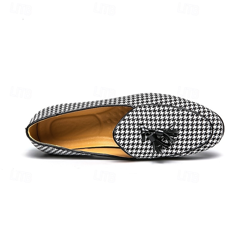 pánské elegantní mokasíny houndstooth se střapcem - ideální na svatby a večírky 2025 - $46.99 –P4