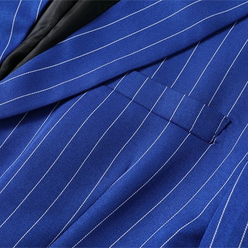 Hombre chaqueta Negocio Fiesta de Cóctel Fiesta de Boda Moda Casual Primavera & Otoño Poliéster Rayas Bolsillo Botones Cómodo Botonadura Doble Chaqueta de sport Azul Piscina Morado Naranja 2026 - $62.99 –P7