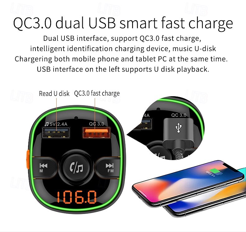 2025年 お買い得価格の売れ筋モデル FMトランスミッター 車載MP3プレーヤー ブルートゥース電話充電器 音楽ハンズフリー付き コレクション – $41.99 –P12