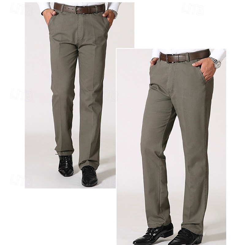 Homens Social Calças chinês Botões Bolsos Tecido Conforto Formal Festa Trabalho Moda Estilo Clássico Preto Marron Micro-Elástica de 2025 por $22.99 –P11