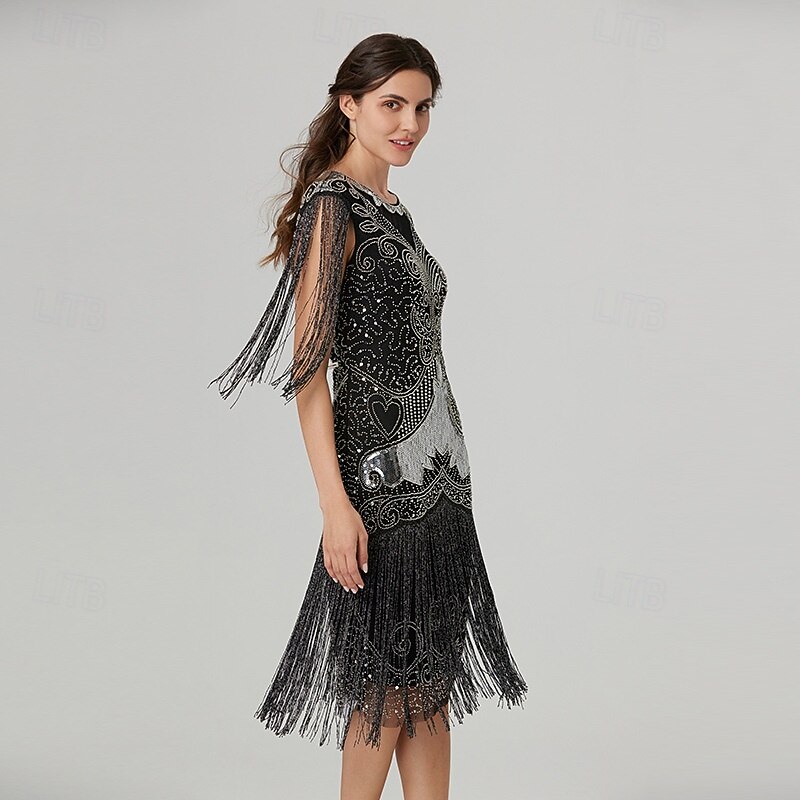 Roaring 20s 1920s Vacation Dress Knee Length Flapper Dress Dress Sleeveless The Great Gatsby Gentlewoman Wedding Guest Sequins Tassel Fringe Scoop Neck Fancy Dress Women's Carnival Masquerade Wedding 2026 - $54.99 Roaring 20s 1920s Vacation Dress Knee Length Flapper Dress Dress Sleeveless The Great Gatsby Gentlewoman Wedding Guest Sequins Tassel Fringe Scoop Neck Fancy Dress Women's Carnival Masquerade Wedding 2026 - $54.99