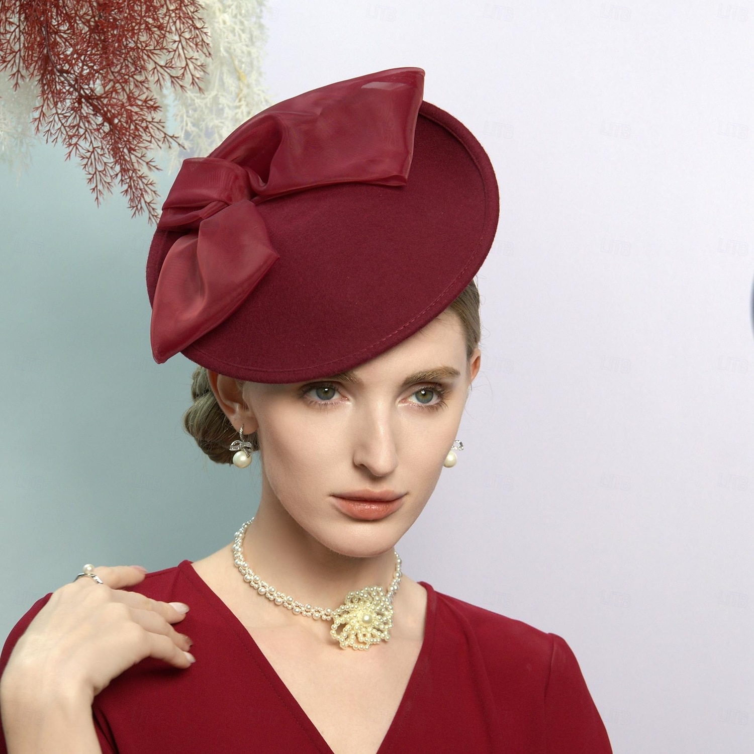 шляпы 100% шерсть шляпа-блюдце цилиндр свадебный коктейль элегантный свадебный с бантом сращивание головной убор головной убор 2026 - $27.99 –P6