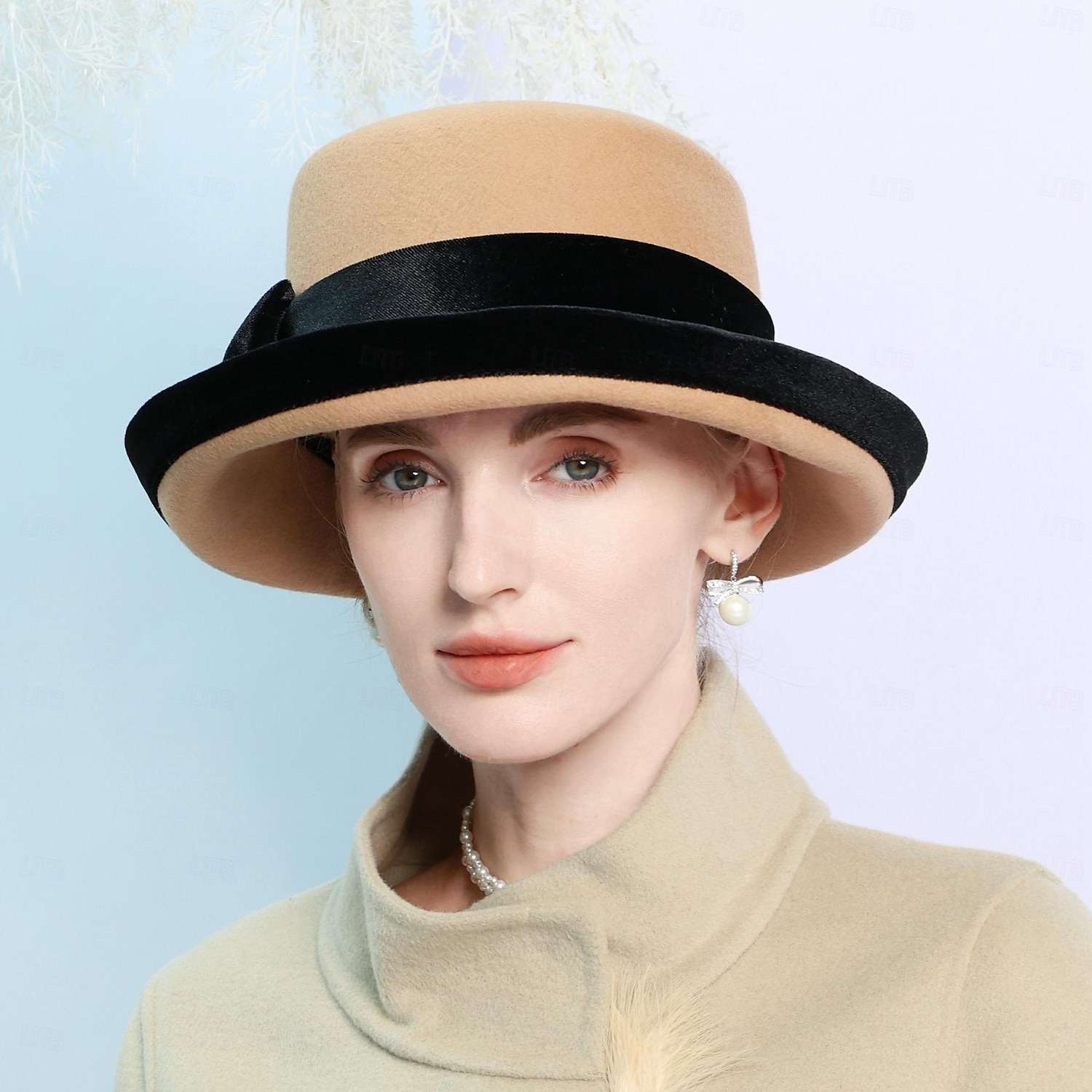 Palarie 100% Lână Pălărie Vară Pălărie Nuntă Petrecere ceai Elegant Nuntă Cu Funde Despicare Diadema Articole Pentru Cap 2025 - $44.99 –P1