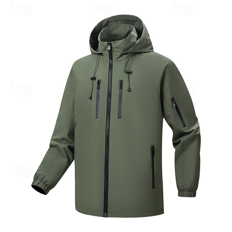 Pánské Outdoorová bunda Kapsa na zip Více kapes Jaro Podzim Zima Pevná barva Sportovní Neutrální Kapuce Černá Bílá Armádní zelená Sytě červená Saka 2025 - $34.99 –P2