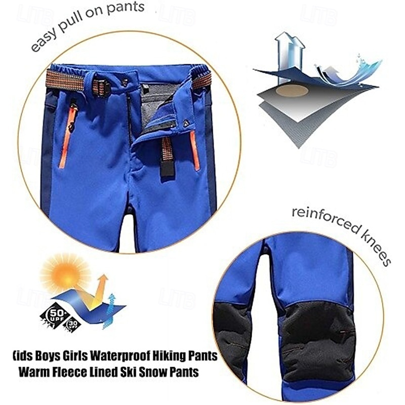 Boys Girls' Combat Pants Cargo Pants Hiking Pants Trousers Patchwork Winter Outdoor Regular Fit Warm Breathable Soft Pants / Trousers Zipper Pocket Black Red Running Camping / Hiking / Caving 2025 - $28.79 –P2
