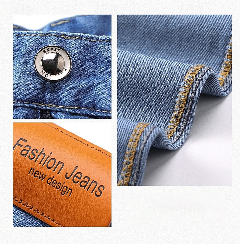 Men's 100% Cotton Jeans Solid Color Full Length Outdoor Casual Daily Vintage Fashion Blue Light Blue Micro-elastic 2025 - $36.99 –P6