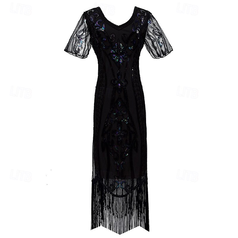 20. léta 20. století Retro Velký Gatsby Krátká délka Maškarní Iluze Velký Gatsby Svatební host Flitry Flitry Do V Dámské Karneval Plesová maškaráda Běžné / Denní Párty / koktejly Svatební hostina 2025 - $43.99 –P2