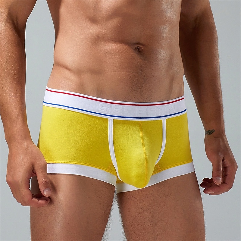 Herren 1 pc Unterwäsche Boxer Boxer-Shorts Patchwork Polyester Atmungsaktiv Weich Komfortabel Farbblock Mittlere Hüfthöhe Gelb Rote 2025 - $10.49 –P19