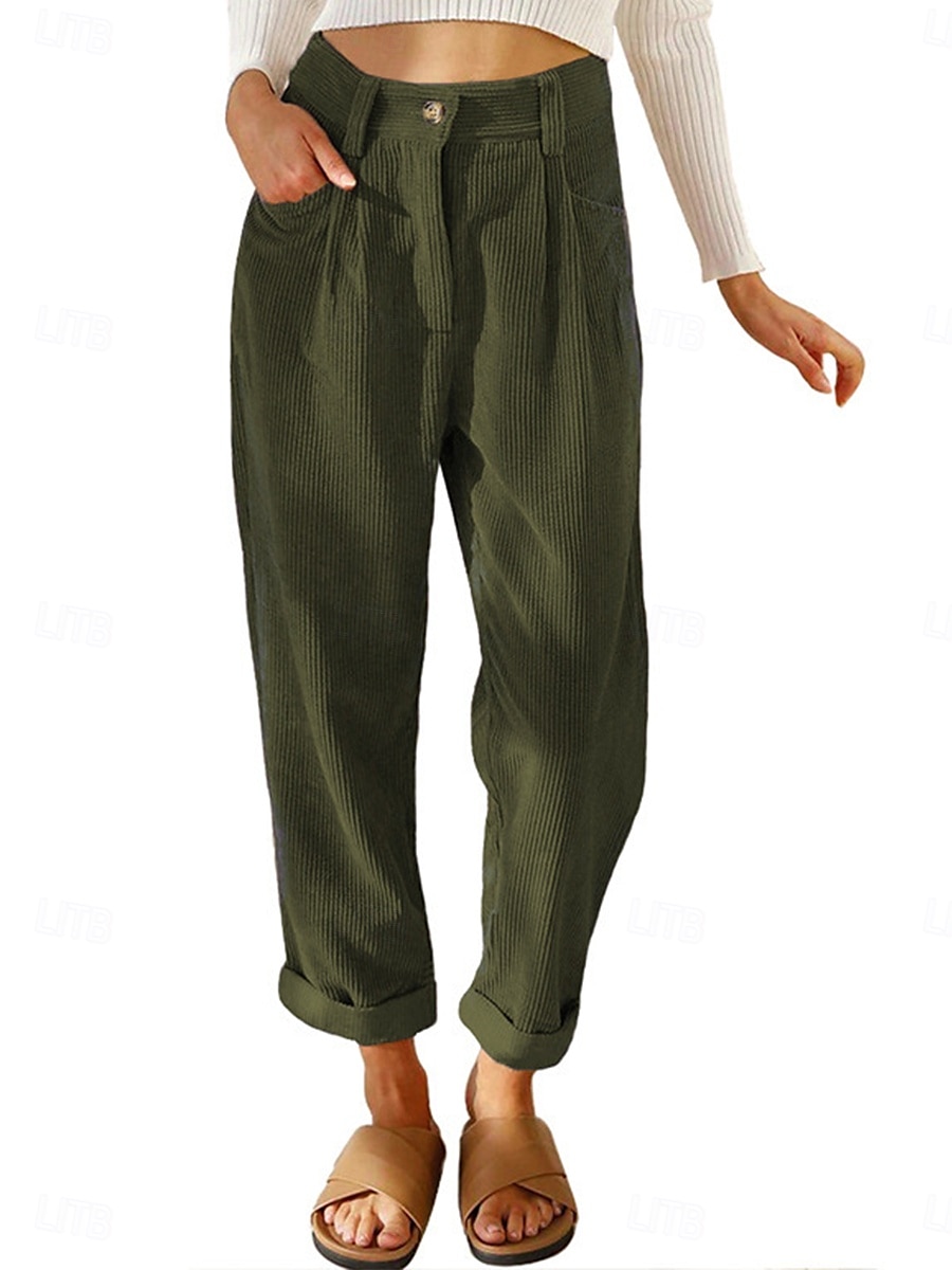 Per donna Chino Lunghezza intera Tinta unica Esercito verde Rosa Cachi Primavera & Autunno del 2025 a $24.99 –P2