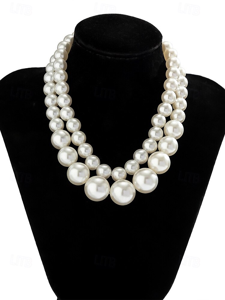 Elegante collar de perlas de imitación de varias capas | Joyería clásica y llamativa para mujeres | Perfecto para bodas, fiestas y eventos formales 2025 - $11.99 –P4