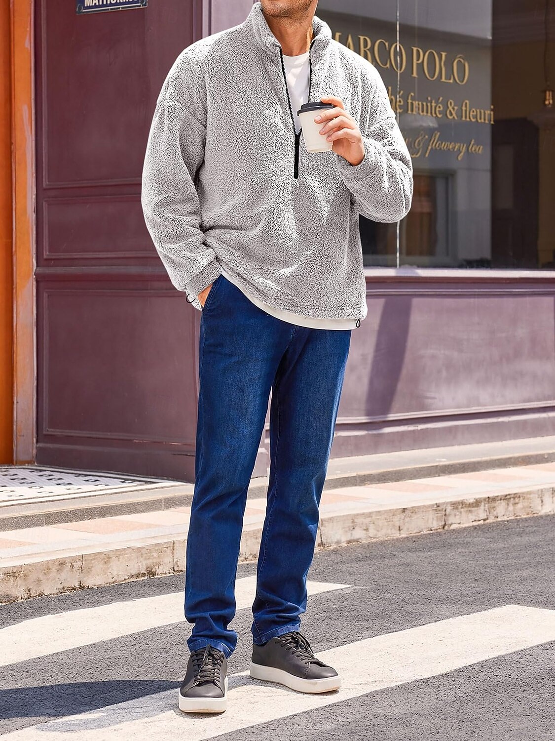 Per uomo Felpa con cappuccio Sherpa morbido Felpa con cappuccio e zip corta Nero Blu marino Verde Cachi Grigio Con Cappuccio Semplice Tasca Sport & Outdoor Quotidiano Ferie Streetwear Cool Casual del 2025 a $27.99 –P3
