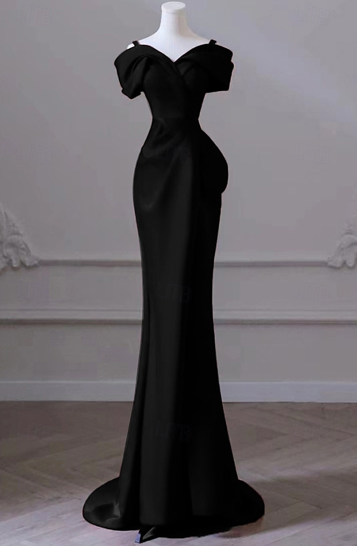 Wedding Dresses Mermaid / Trumpet Cowl Neck Short Sleeve Court Train Taffeta Bridal Gowns With Bow(s) 2025 - $157.99 –P1