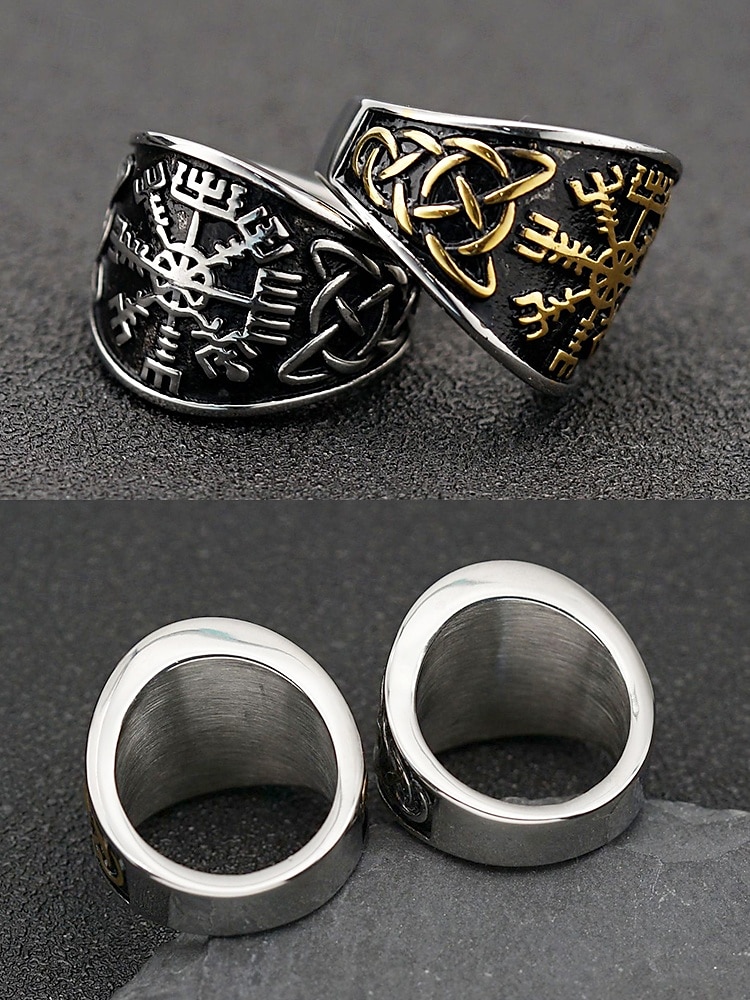 pánský prsten z vikingské runy – prsten z nerezové oceli inspirovaný severskou mytologií s rytinami starověkých symbolů, ideální pro milovníky severského stylu a duchovních šperků 2026 - $11.99 –P5