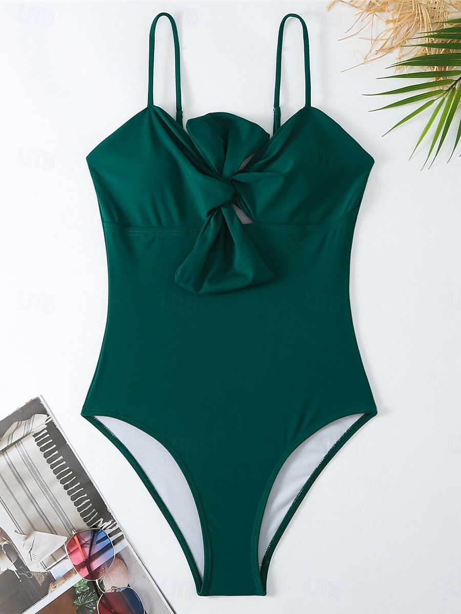 Dam Badkläder En bit 2 st Monokini Byxa Baddräkt knyt fram Öppen rygg Magkontroll Hög midja Smal Semester Standkläder Blommig Grafisk Halterneck Ärmlös Baddräkter 2025 - $52.99 –P2