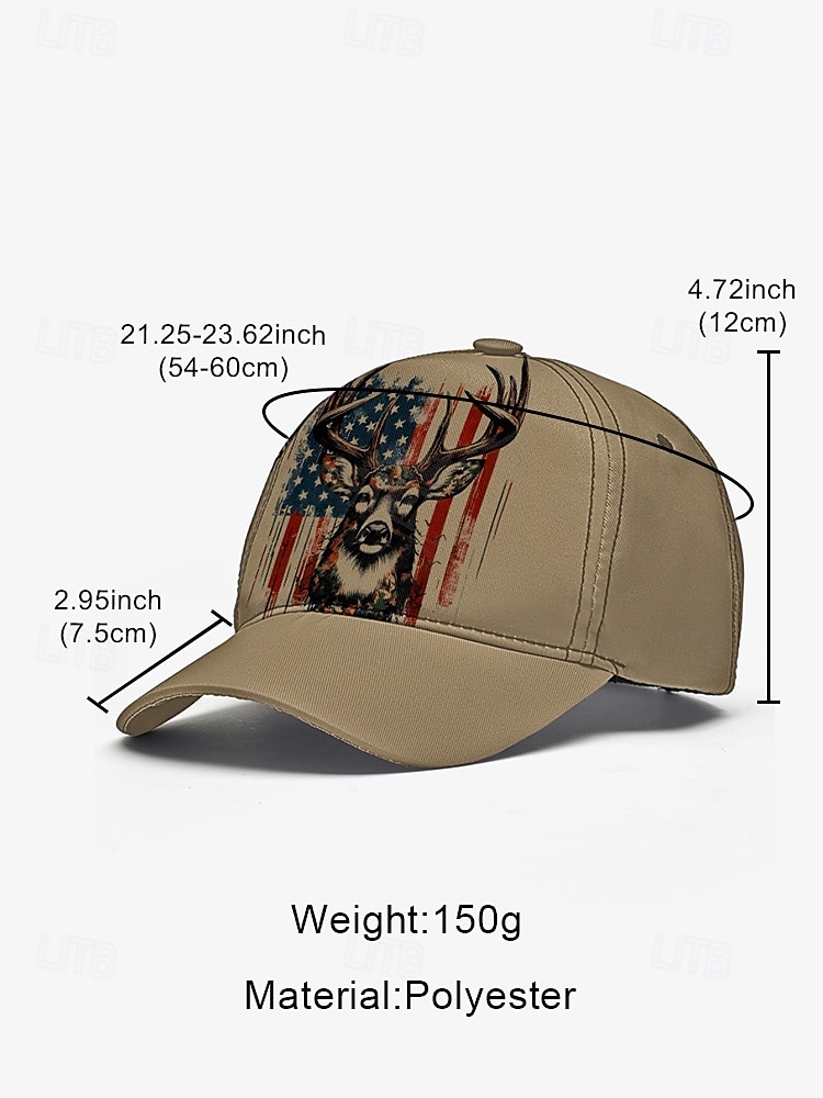 Men's Adjustable Baseball Cap with Patriotic Deer Print and American Flag Design - Outdoor Sports and Casual Wear Hat 2025 - $14.99 –P8