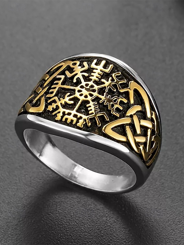 pánský prsten z vikingské runy – prsten z nerezové oceli inspirovaný severskou mytologií s rytinami starověkých symbolů, ideální pro milovníky severského stylu a duchovních šperků 2026 - $11.99 –P3