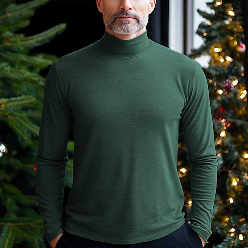 Herre T skjorte Turtleneck skjorte Langermet skjorte Langermet Rullekrage Vår & Vinter عادي Mote Designer Fritid Klassisk Gate Sport Ferie Lyseblå Marineblå Svart Topp T-skjorte for menn 2025 - $15.49 –P7