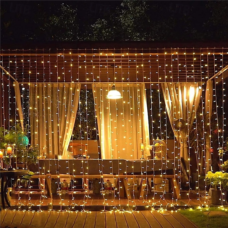 elegante festa de casamento recepção led cortina luzes de corda – 6m x 3m / 3m x 3m 600 leds cintilantes estrelas luzes de fadas para decoração de casa de 2025 por $38.99 –P14