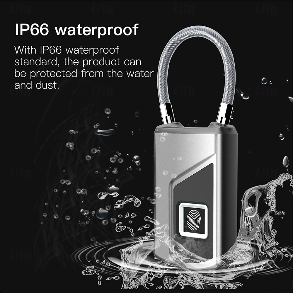 מנעול טביעת אצבע מנעול חכם נירוסטה ip66 מנעול אבטחה ביומטרי עמיד למים ללוקר חדר כושר מזוודת מזוודות 2025 - $68.99 –P2