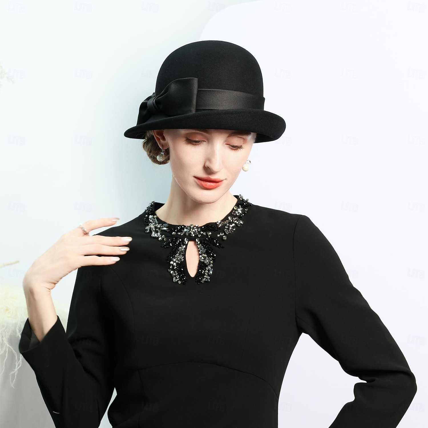 Hats 100% Wool Bowler / Cloche Hat Bucket Hat Top Hat Wedding Tea Party Elegant With Bowknot Pure Color Headpiece Headwear 2025 - $41.99 –P1