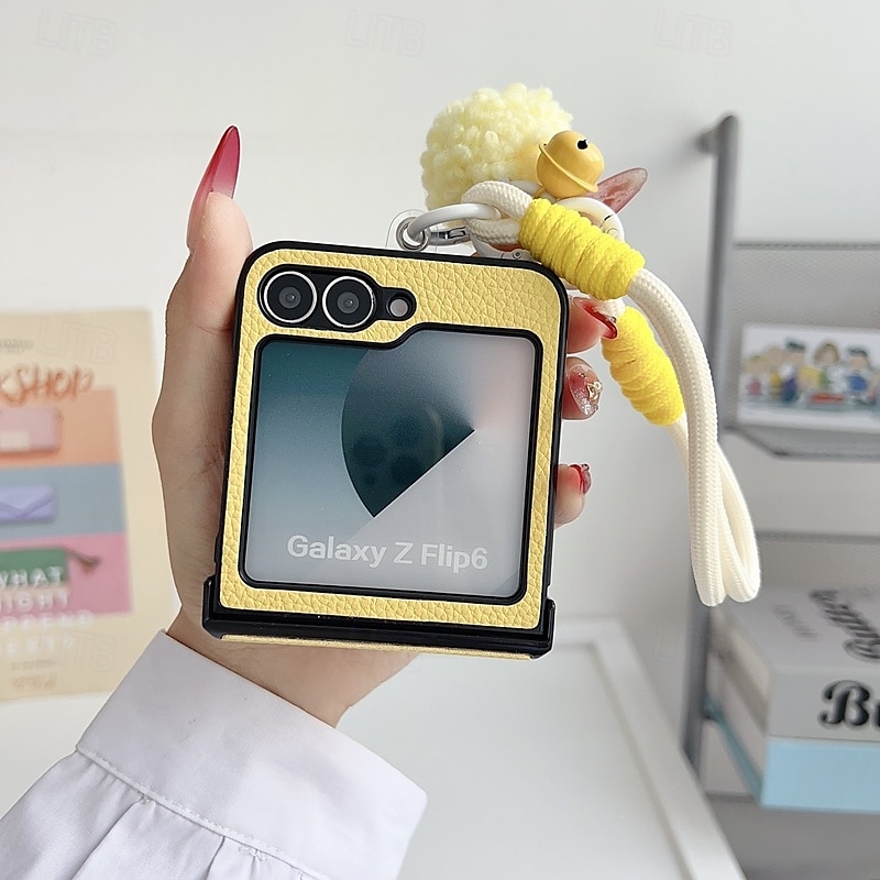 هاتف غطاء من أجل زد فليب 6 Z Flip 5 Z Flip 4 Z Flip 3 غطاء خلفي مع رباط المعصم ضد الصدمات مكتب  /  الأعمال TPU جلد PU 2025 - $19.99 –P7