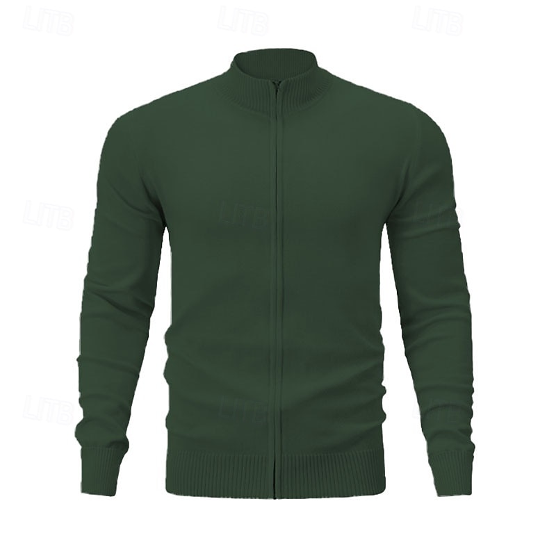 Herren Strickjacke Reißverschluss-Pullover Strickpullover Gerippt Stricken Normale Oberteile Reißverschluss Einfarbig Stehkragen Mode Klassisch Urlaub Alltagskleidung Bekleidung Herbst Winter Frühling 2026 - $36.99 –P11