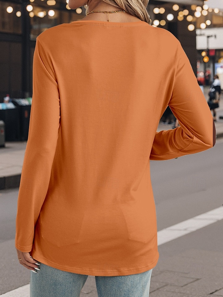 Women's T Shirt Animal Casual Long Sleeve Crew Neck Regular Tops Daily Print Orange Spring Fall 2025 - $22.99 –P2
