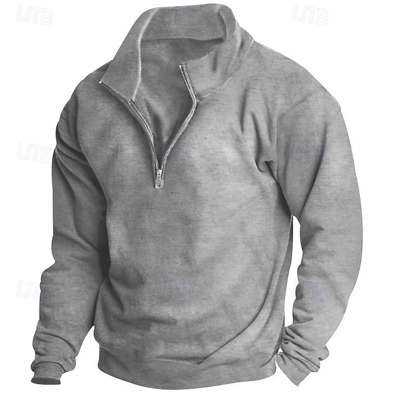 Men's Sweatshirt Polar Fleece Quarter Zip Sweatshirt Black White Wine Red Gray Half Zip Plain Sports & Outdoor Daily Holiday Streetwear Basic Casual Fall & Winter Clothing Apparel Hoodies Sweatshirts  2025 - $27.99 –P9