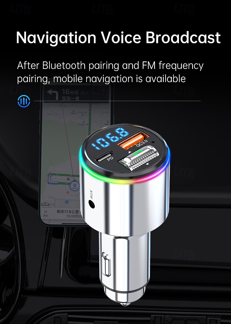 FM Transmitter With Car MP3 Player Fast Charging QC 3.0 Hand-free Call Dual PD Charger Bluetooth 2025 - $43.99 –P7