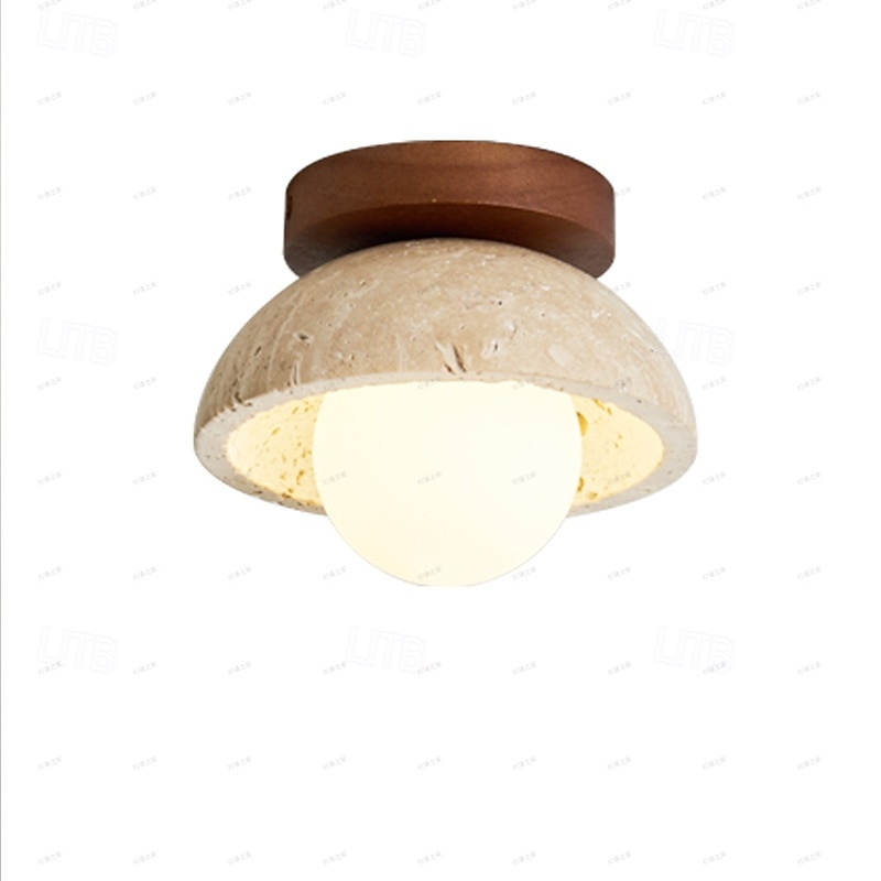 mitten av århundradet modern hall takljus vit mjölkskärm liten marmor natursten tak ljus trä vintage bondgård nära taklampa för badrum kök korridor entré 15cm 110-240v 2025 - $109.99 –P3