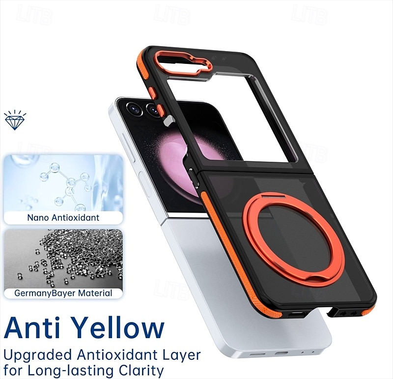 Phone Case For Samsung Galaxy Z Flip 6 Z Flip 5 Back Cover with Stand Holder Shockproof Retro PC Silicone 2025 - $25.99 –P2