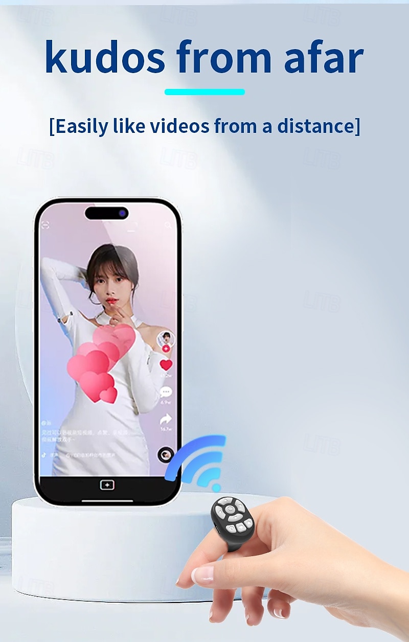 video mini ring bt afstandsbediening sluiter voor tiktok youtube draadloze pagina turner selfie afstandsbediening voor android app 2025 - $18.99 –P7