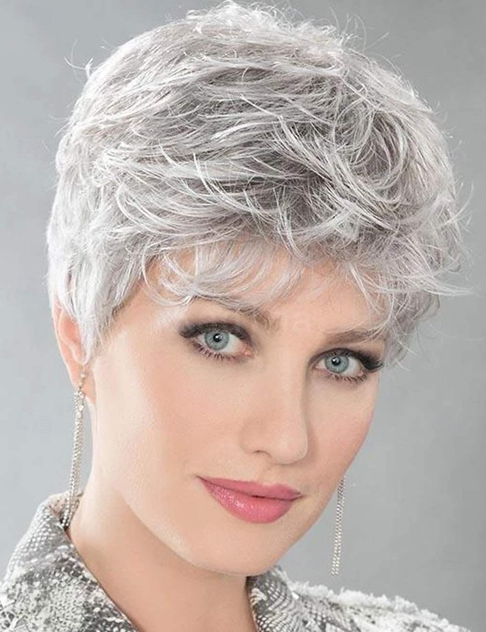 parrucche corte grigie pixie cut per donne bianche parrucche corte bianco argento a strati naturali con frangia parrucche corte in fibra sintetica per capelli grigi del 2025 a $18.99 –P1