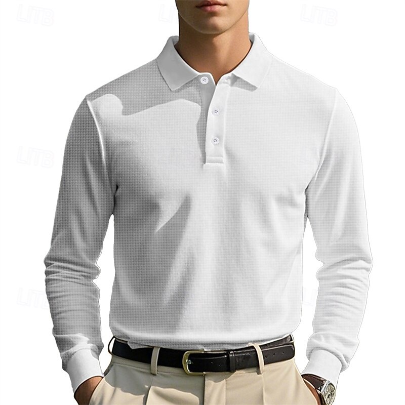 Men's Corduroy Shirt Golf Shirt Work Casual Lapel Long Sleeve Basic Modern Solid Color Buttons Spring &  Fall Regular Fit Wine Black White Yellow Sky Blue Light Grey Corduroy Shirt 2025 - $18.99 –P1