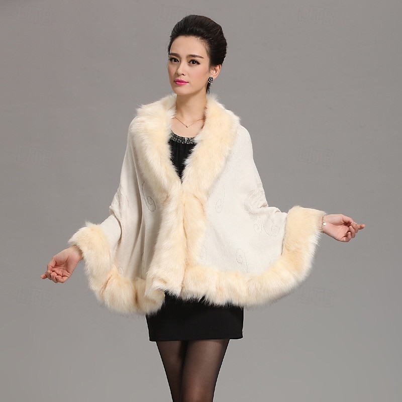 vrouwen luxe bruids imitatiebont sjaal wikkelmantel jas trui cape 2025 - $66.99 –P9